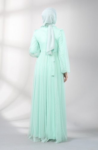 Belted Tulle Evening Dress 5400-06 Mint Green 5400-06