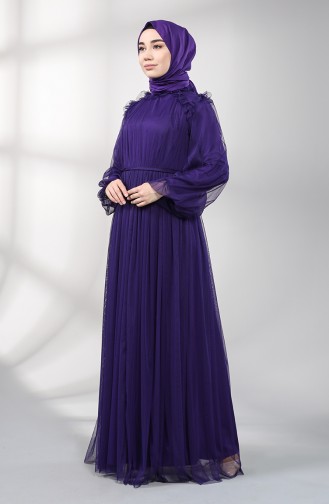 Purple Hijab Evening Dress 5400-07