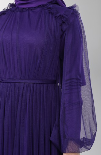 Purple Hijab Evening Dress 5400-07