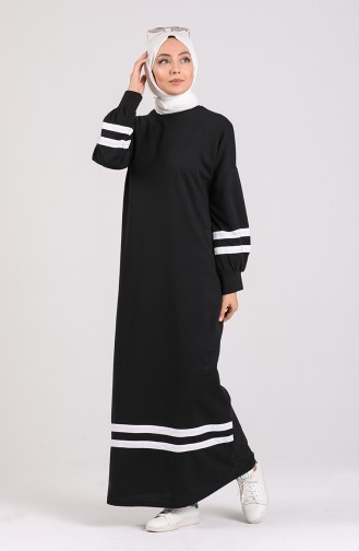 Schwarz Hijab Kleider 1002-01