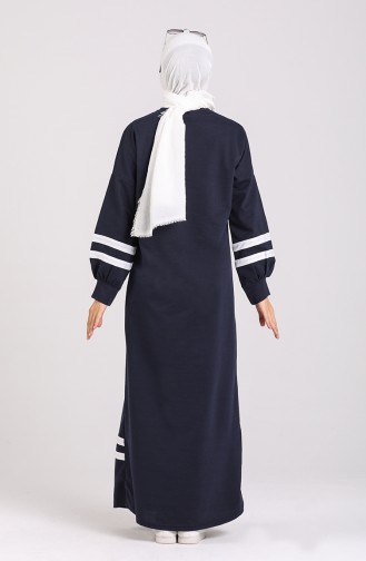 Striped Sports Dress 1002-03 Navy Blue 1002-03