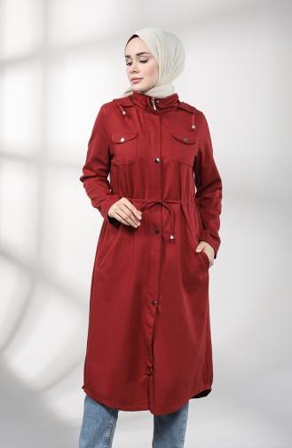 Claret red Trench Coats Models 1259-08