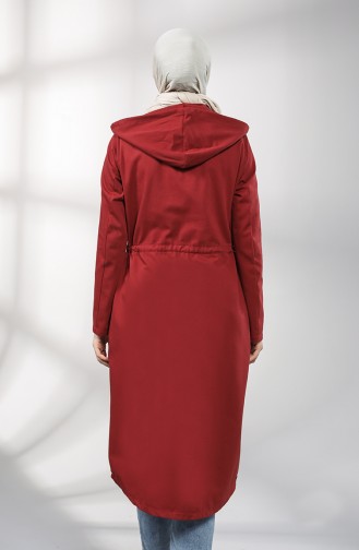 Claret red Trench Coats Models 1259-08