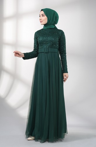 Belted Evening Dress 5353-06 Emerald Green 5353-06