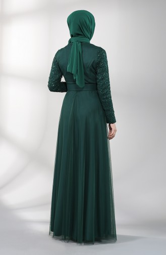 Belted Evening Dress 5353-06 Emerald Green 5353-06