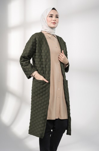 Embossed Patterned Tunic with Pockets 1019-01 Khaki 1019-01