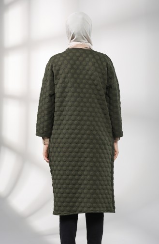 Embossed Patterned Tunic with Pockets 1019-01 Khaki 1019-01