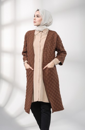 Kabartma Desenli Cepli Tunik 1019-03 Taba