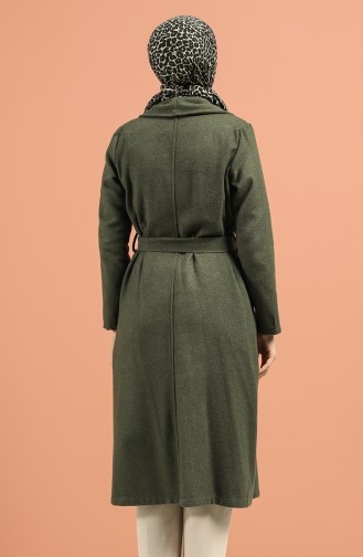Kuşaklı İnce Kaşe Kaban 5174-02 Haki