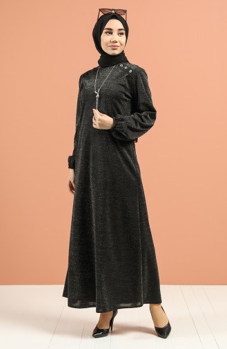 Kolyeli Elbise 1001-01 Siyah