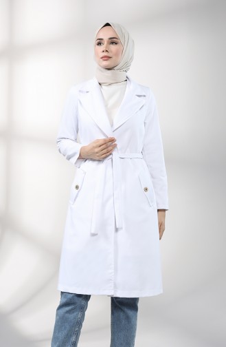 White Trench Coats Models 1236-04