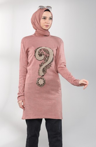 Knitwear Embroidered Tunic 55222e-01 Dried Rose 55222E-01