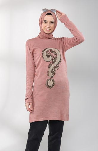 Knitwear Embroidered Tunic 55222e-01 Dried Rose 55222E-01