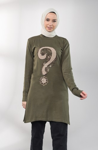 Knitwear Embroidered Tunic 55222E-02 Khaki 55222E-02