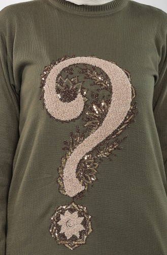 Knitwear Embroidered Tunic 55222E-02 Khaki 55222E-02