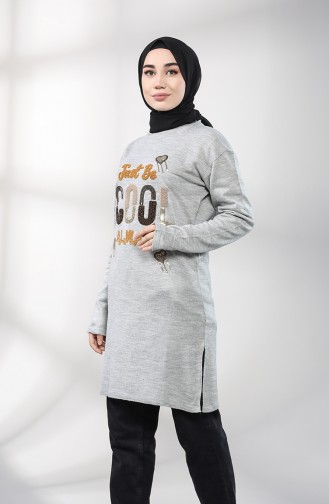 Triko Pullu Tunik 55222F-02 Gri