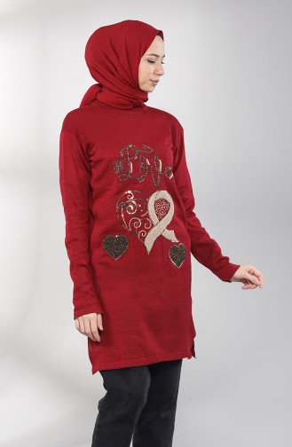 Triko Pullu Tunik 55222G-02 Bordo