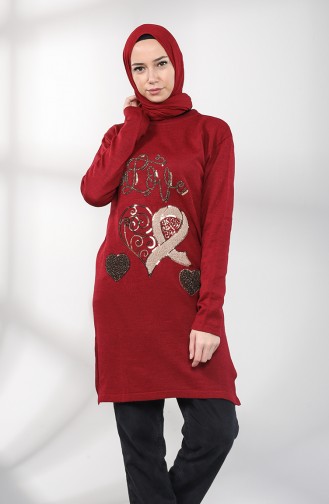Triko Pullu Tunik 55222G-02 Bordo