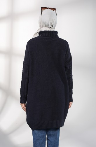 Boğazlı Triko Tunik 0615-06 Lacivert