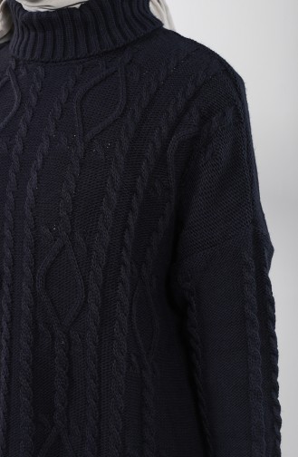 Boğazlı Triko Tunik 0615-06 Lacivert