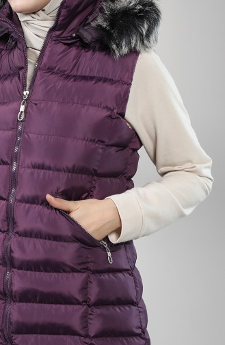Kapüşonlu Şişme Yelek 1468-07 Mor
