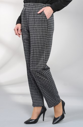 Kazayağı Desenli Pantolon 8129-01 Gri