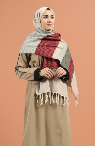 Lady Color Kışlık Omuz Şal 2495-04 Haki Taş