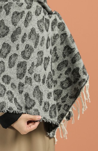 Trend Leopar Desen Şal 2560-01 Siyah Gri