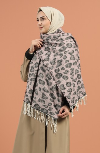 Trend Leopar Desen Şal 2560-07 Pembe Siyah