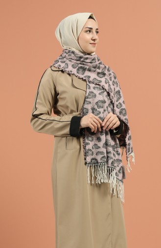 Trend Leopar Desen Şal 2560-07 Pembe Siyah