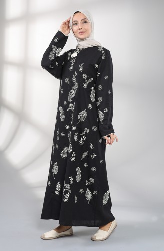 Schwarz Hijab Kleider 2727-02