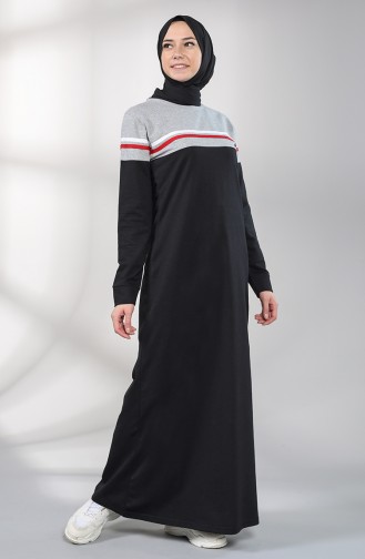 Schwarz Hijab Kleider 1003-01