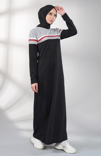Şeritli Spor Elbise 1003-01 Siyah