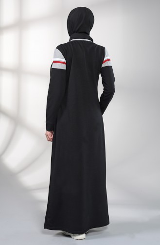 Şeritli Spor Elbise 1003-01 Siyah
