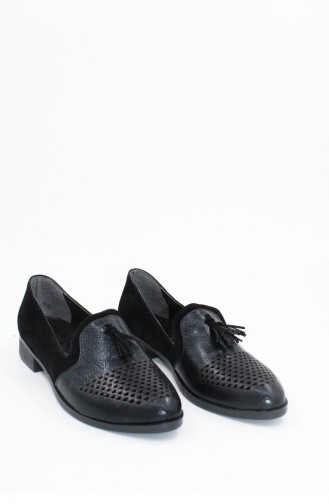 Black Woman Flat Shoe 00343.SIYAHRUGAN
