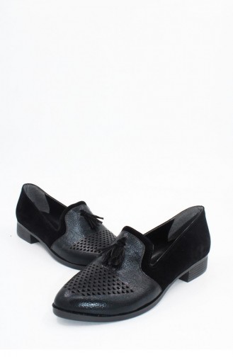 Black Woman Flat Shoe 00343.SIYAHRUGAN