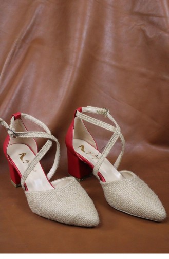 Çapraz Bağlı Topuklu Ayakkabı Brlerz00429 Kırmızıcılt