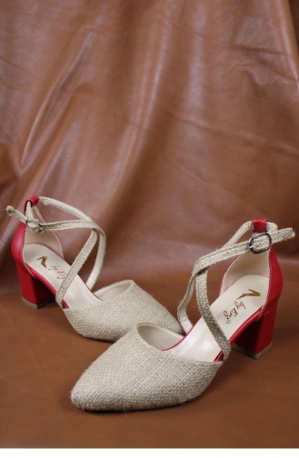 Çapraz Bağlı Topuklu Ayakkabı Brlerz00429 Kırmızıcılt