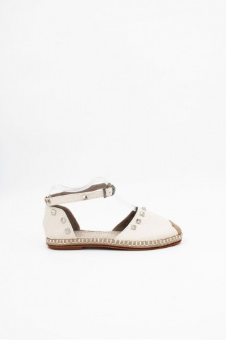 White Summer Sandals 00125.BEYAZ