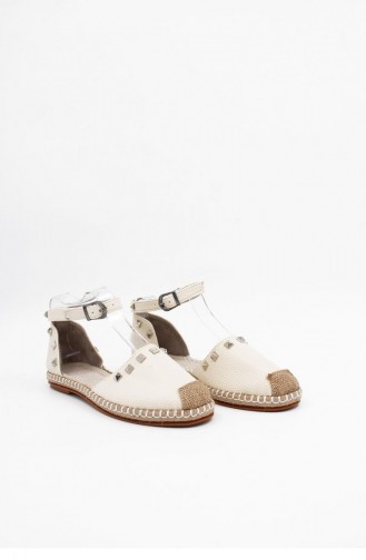 White Summer Sandals 00125.BEYAZ