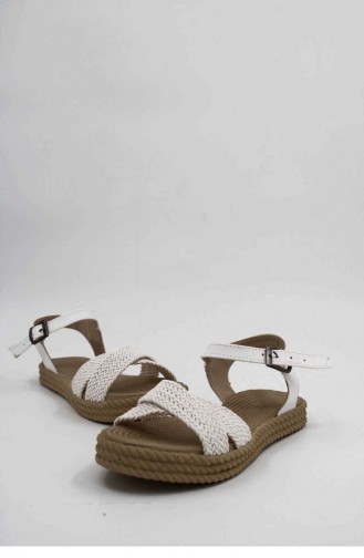 White Summer Sandals 00024.BEYAZ