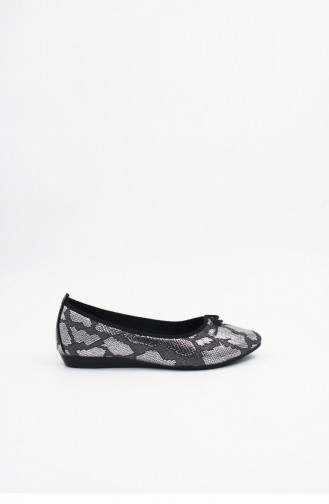 Silver Gray Woman Flat Shoe 00037.GUMUS