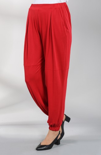 Modal Kumaş Lastikli Pantolon 2185-07 Kırmızı