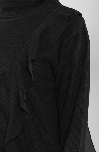 Volanlı Sweatshirt 20070-01 Siyah