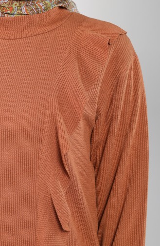 Volanlı Sweatshirt 20070-05 Kahverengi