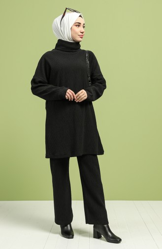 Bat Sleeve Tunic Pants Double Suit 20071-01 Black 20071-01