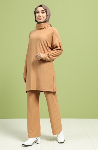 Turtleneck Tunic Pants Double Suit 20072-03 Milk Coffee 20072-03