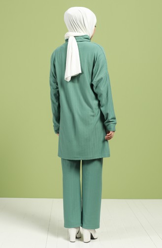 Boğazlı Tunik Pantolon İkili Takım 20072-06 Çağla Yeşili