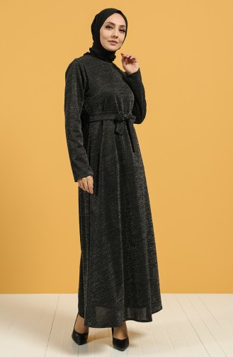 Schwarz Hijab Kleider 1002-01