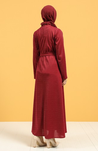 Weinrot Hijab Kleider 1002-05
